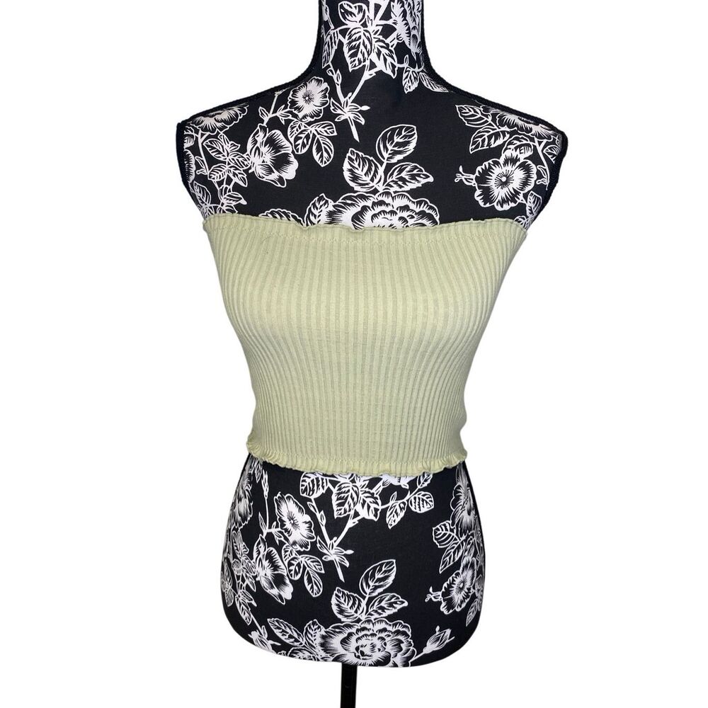 Forever 21 Ribbed Lettuce Hem Tube Top Strapless Y2K Stretch Boho Festival